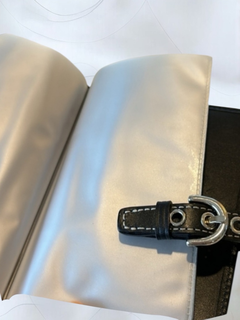 Coach Black Leather Wallet or Passport holder with Silver Buckle Like New - Picture 4 of 7